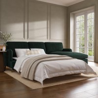 Dark Green Velvet Right Hand Chaise Sofa Bed - Payton