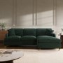 Dark Green Velvet Right Hand Chaise Sofa Bed - Payton