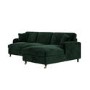Dark Green Velvet Right Hand Chaise Sofa Bed - Payton
