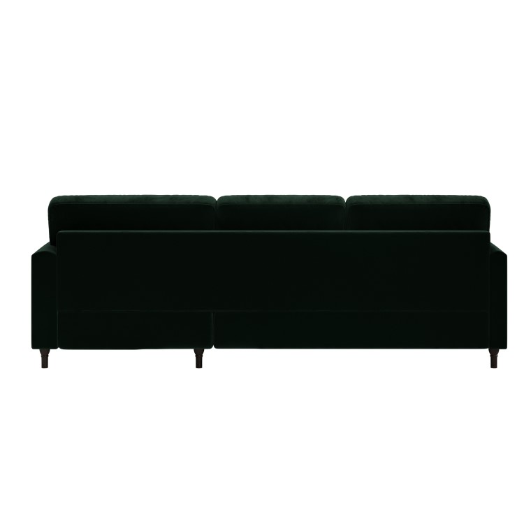 Dark Green Velvet Right Hand Chaise Sofa Bed - Payton