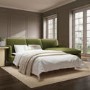 Olive Green Velvet Right Hand 4 Seater Chaise Corner Sofa Bed - Payton