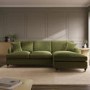 Olive Green Velvet Right Hand 4 Seater Chaise Corner Sofa Bed - Payton