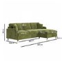 Olive Green Velvet Right Hand 4 Seater Chaise Corner Sofa Bed - Payton