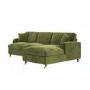 Olive Green Velvet Right Hand 4 Seater Chaise Corner Sofa Bed - Payton