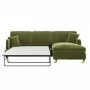 Olive Green Velvet Right Hand 4 Seater Chaise Corner Sofa Bed - Payton