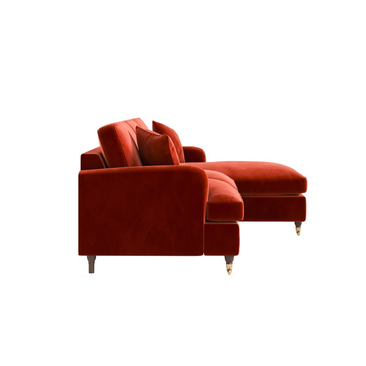 Burnt Orange Velvet Right Hand Chaise Corner Sofa Bed - Payton