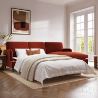 Burnt Orange Velvet Right Hand Chaise Corner Sofa Bed - Payton