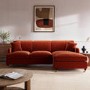 Burnt Orange Velvet Right Hand Chaise Corner Sofa Bed - Payton