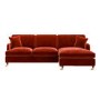 Burnt Orange Velvet Right Hand Chaise Corner Sofa Bed - Payton
