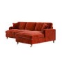 Burnt Orange Velvet Right Hand Chaise Corner Sofa Bed - Payton