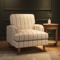 Cream Chenille Grey Striped Armchair - Payton Cream Chenille Grey Striped Armchair - Payton