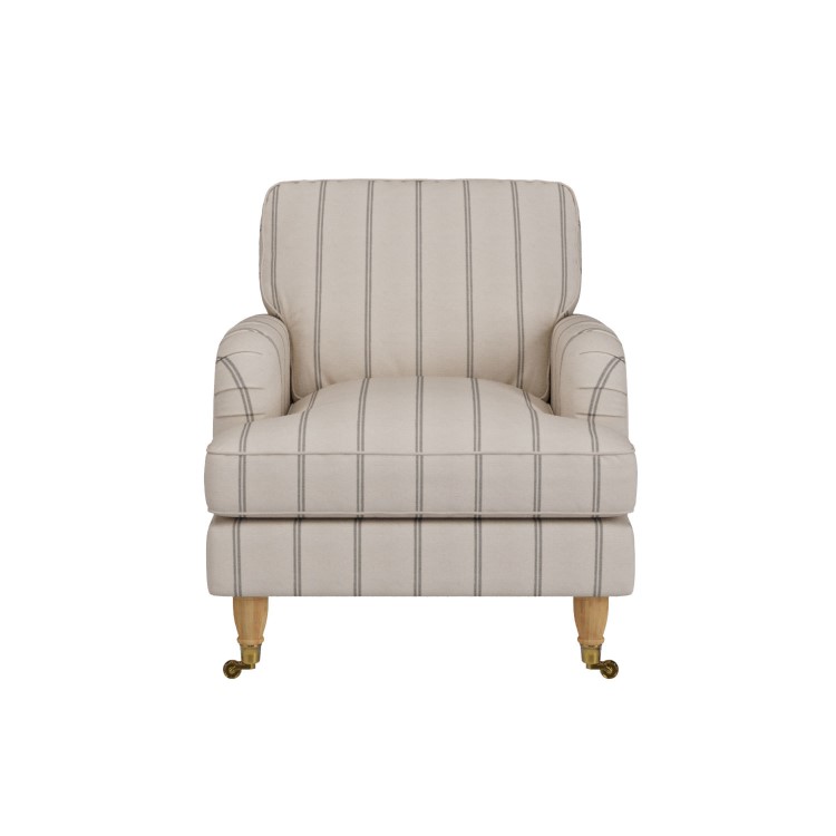 Cream Chenille Grey Striped Armchair - Payton