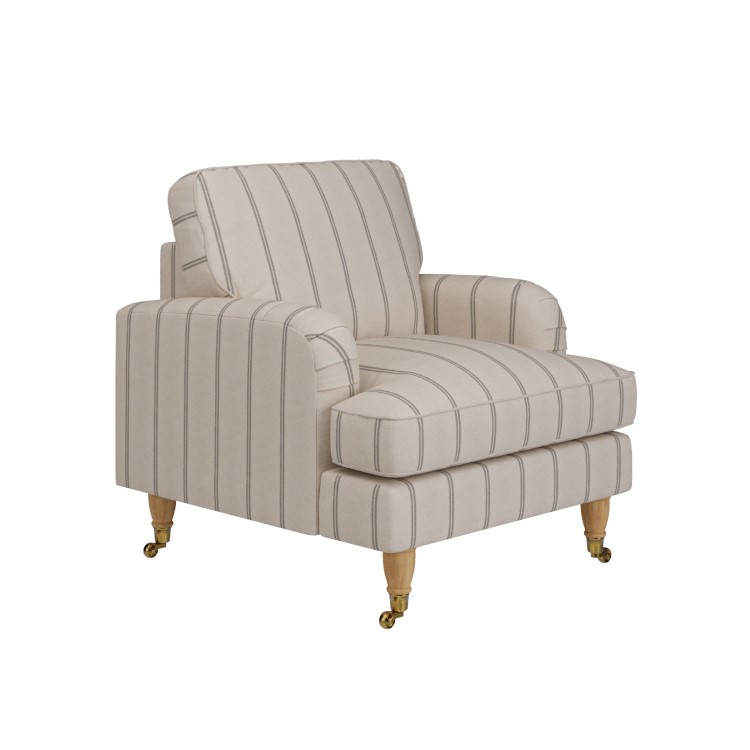 Cream Chenille Grey Striped Armchair - Payton