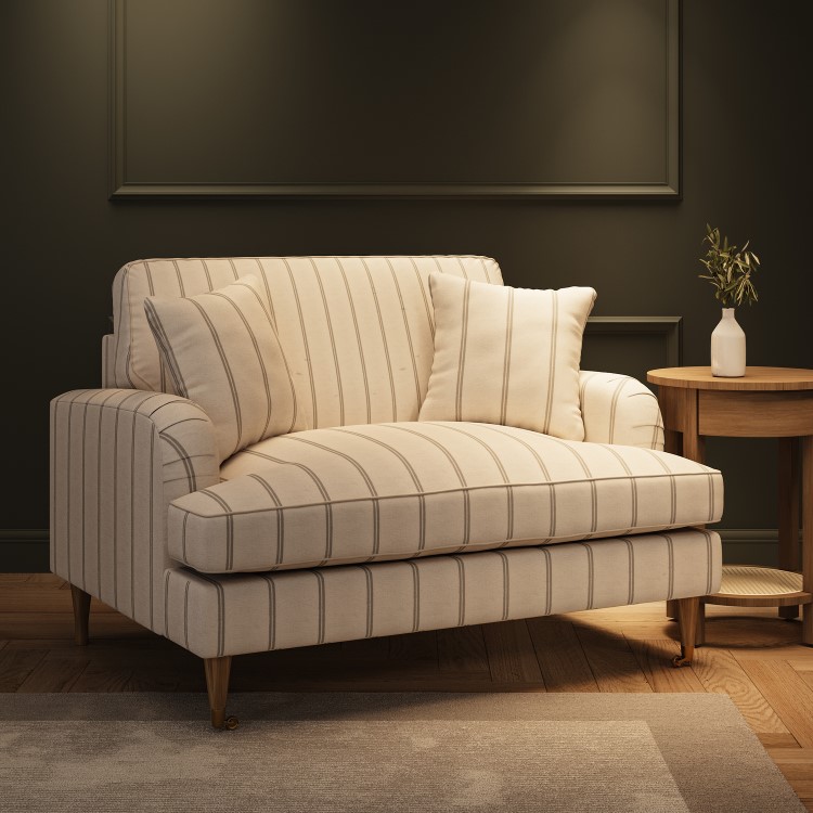 Cream Chenille Grey Striped Love Seat – Payton