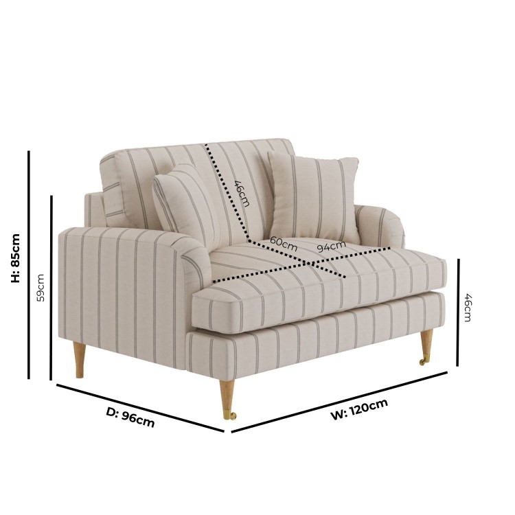 Cream Chenille Grey Striped Love Seat – Payton 
