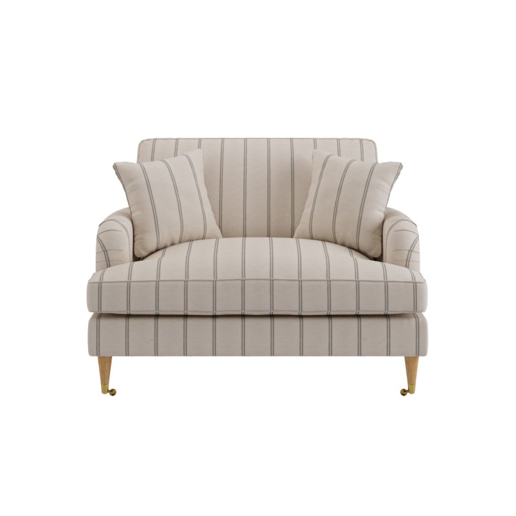 Cream Chenille Grey Striped Love Seat – Payton 