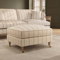 Cream Chenille Grey Striped Footstool - Payton Cream Chenille Grey Striped Footstool - Payton