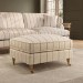 Cream Chenille Grey Striped Footstool - Payton