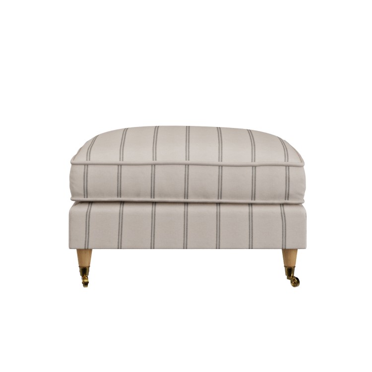Cream Chenille Grey Striped Footstool - Payton