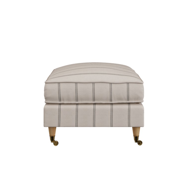 Cream Chenille Grey Striped Footstool - Payton