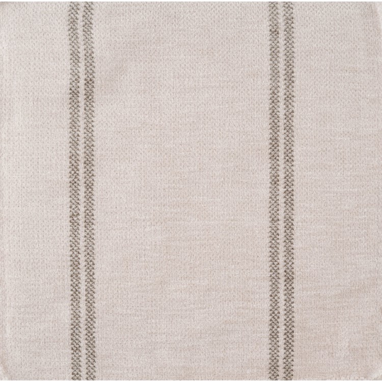 Cream Chenille Grey Striped Footstool - Payton