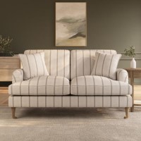 Cream Chenille Grey Striped 2 Seater Sofa - Payton Cream Chenille Grey Striped 2 Seater Sofa - Payton