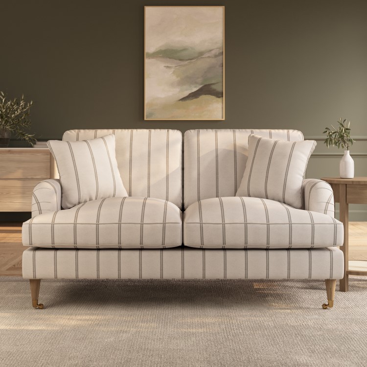 Cream Chenille Grey Striped 2 Seater Sofa - Payton