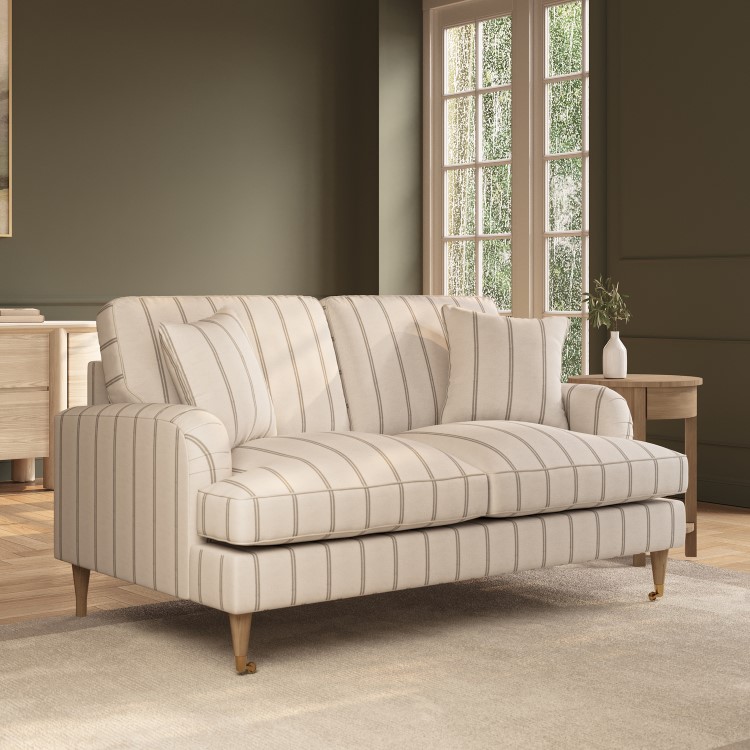 Cream Chenille Grey Striped 2 Seater Sofa - Payton