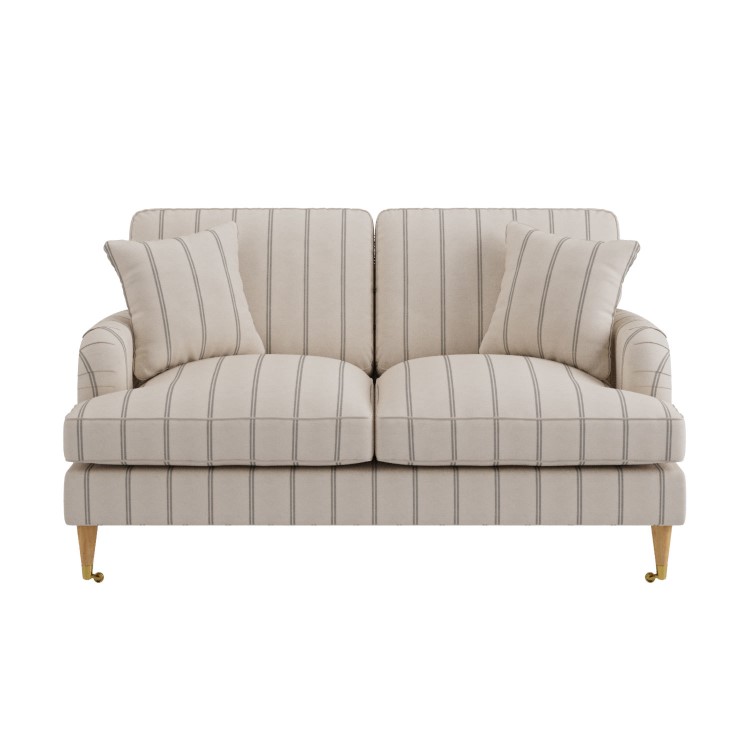 Cream Chenille Grey Striped 2 Seater Sofa - Payton