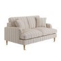 Cream Chenille Grey Striped 2 Seater Sofa - Payton