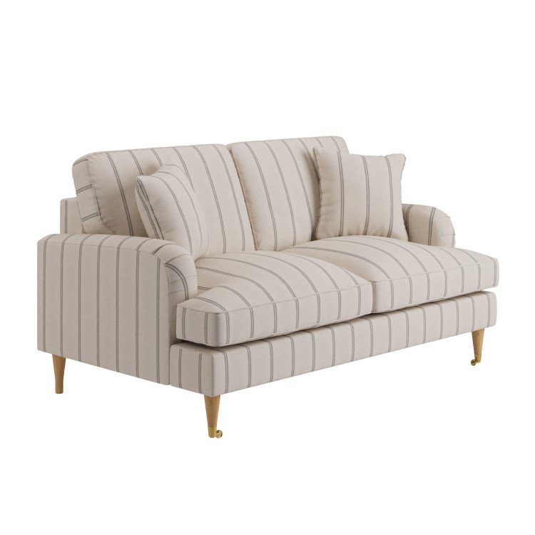 Cream Chenille Grey Striped 2 Seater Sofa - Payton