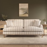 Cream Chenille Grey Striped 3 Seater Sofa - Payton Cream Chenille Grey Striped 3 Seater Sofa - Payton