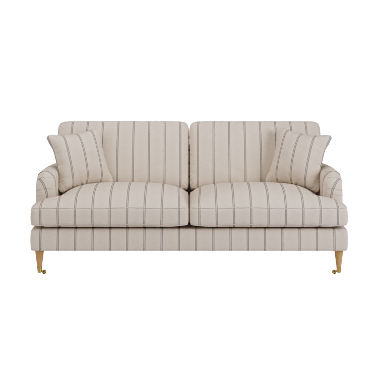 Cream Chenille Grey Striped 3 Seater Sofa - Payton