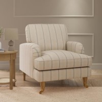 Cream Chenille Blue Striped Armchair - Payton Cream Chenille Blue Striped Armchair - Payton