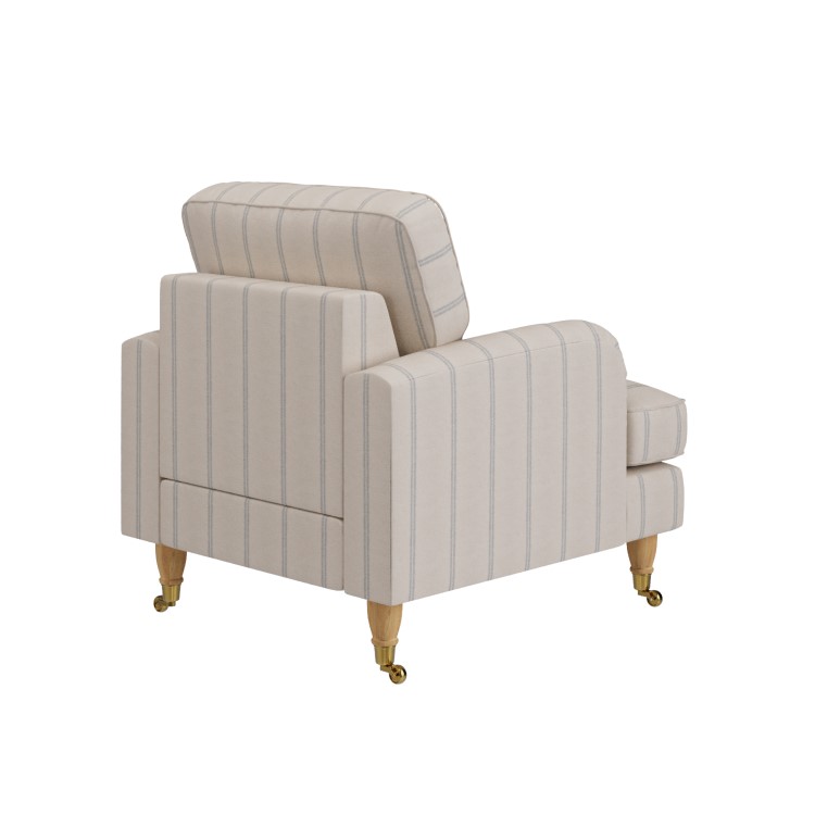 Cream Chenille Blue Striped Armchair - Payton