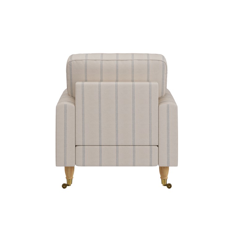 Cream Chenille Blue Striped Armchair - Payton