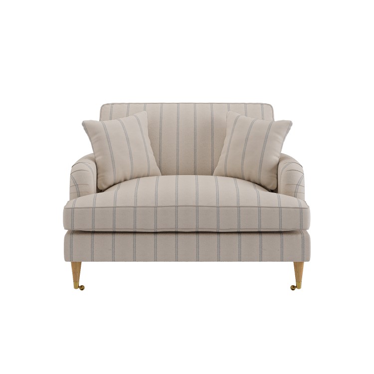Cream Chenille Blue Striped Love Seat – Payton 