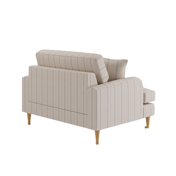 Cream Chenille Blue Striped Love Seat – Payton 