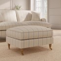 SOF235 Cream Chenille Blue Striped Footstool - Payton