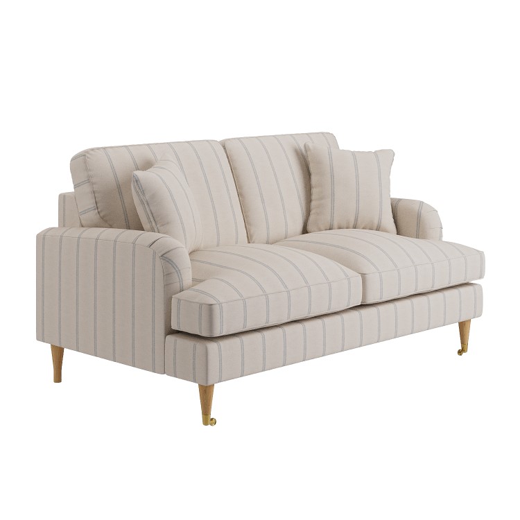 Cream Chenille Blue Striped 2 Seater Sofa - Payton
