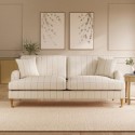 SOF237 Cream Chenille Blue Striped 3 Seater Sofa - Payton