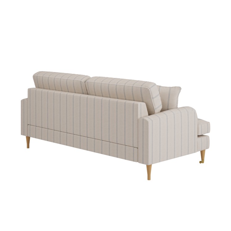 Cream Chenille Blue Striped 3 Seater Sofa - Payton