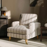 Cream Chenille Burnt Orange Striped Armchair - Payton Cream Chenille Burnt Orange Striped Armchair - Payton
