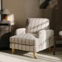 Cream Chenille Burnt Orange Striped Armchair - Payton