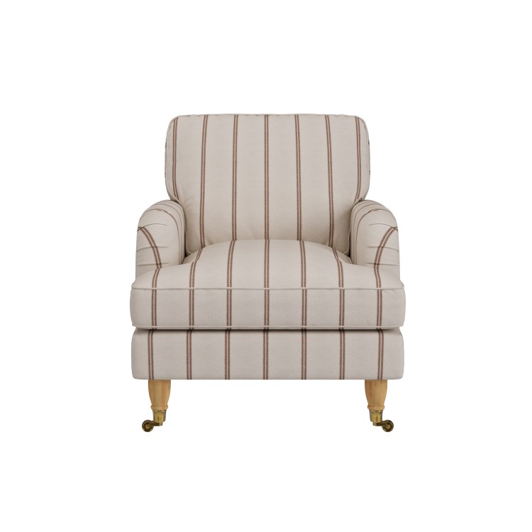 Cream Chenille Burnt Orange Striped Armchair - Payton