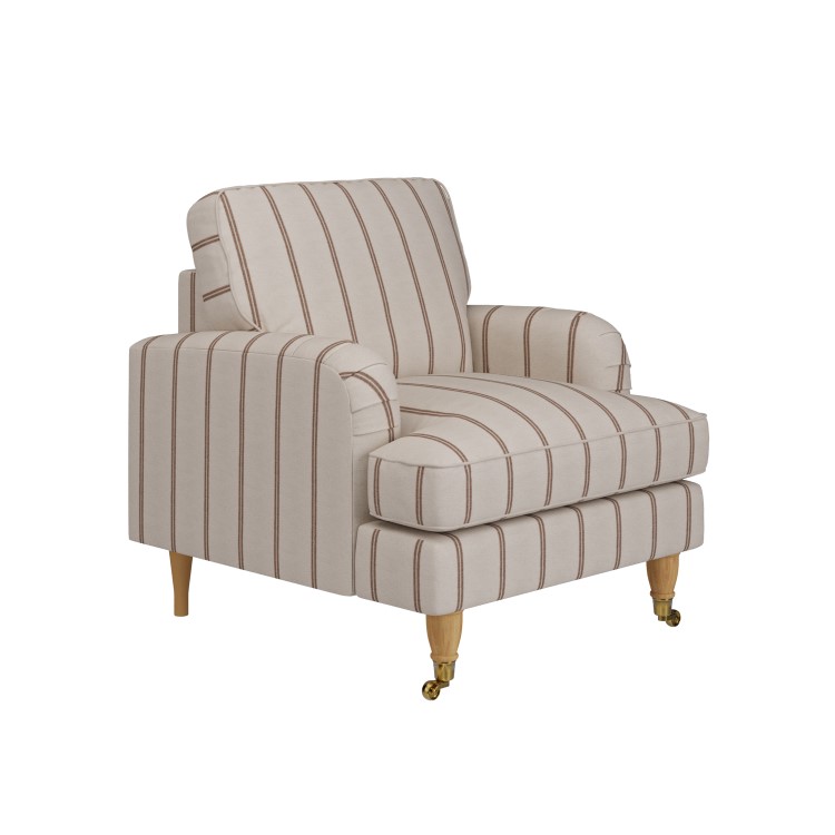 Cream Chenille Burnt Orange Striped Armchair - Payton