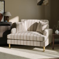 Cream Chenille Burnt Orange Striped Love Seat – Payton Cream Chenille Burnt Orange Striped Love Seat – Payton
