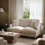 Cream Chenille Burnt Orange Striped 2 Seater Sofa - Payton