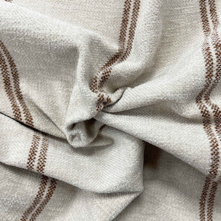 Cream Chenille Burnt Orange Striped 2 Seater Sofa - Payton