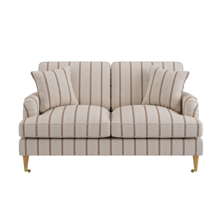 Cream Chenille Burnt Orange Striped 2 Seater Sofa - Payton